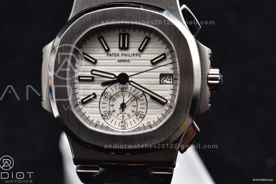 Mod Stk PPF Date Nautilus SS SS A7750 435 Wht Chrono 5980 Cozy 0325